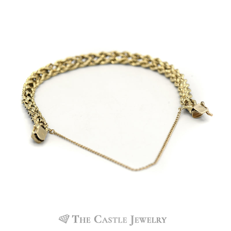 7" Double 2CTTW Diamond Rope Chain with Safety Chain in 14KT Yellow Gold