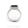 Blue Topaz Cluster Square Ring with Topaz Halo in 14KT White Gold - Thumbnail 2