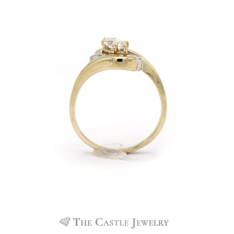 1/2CT Bypass Marquise Diamond Solitaire Engagement Ring in 14KT Yellow Gold
