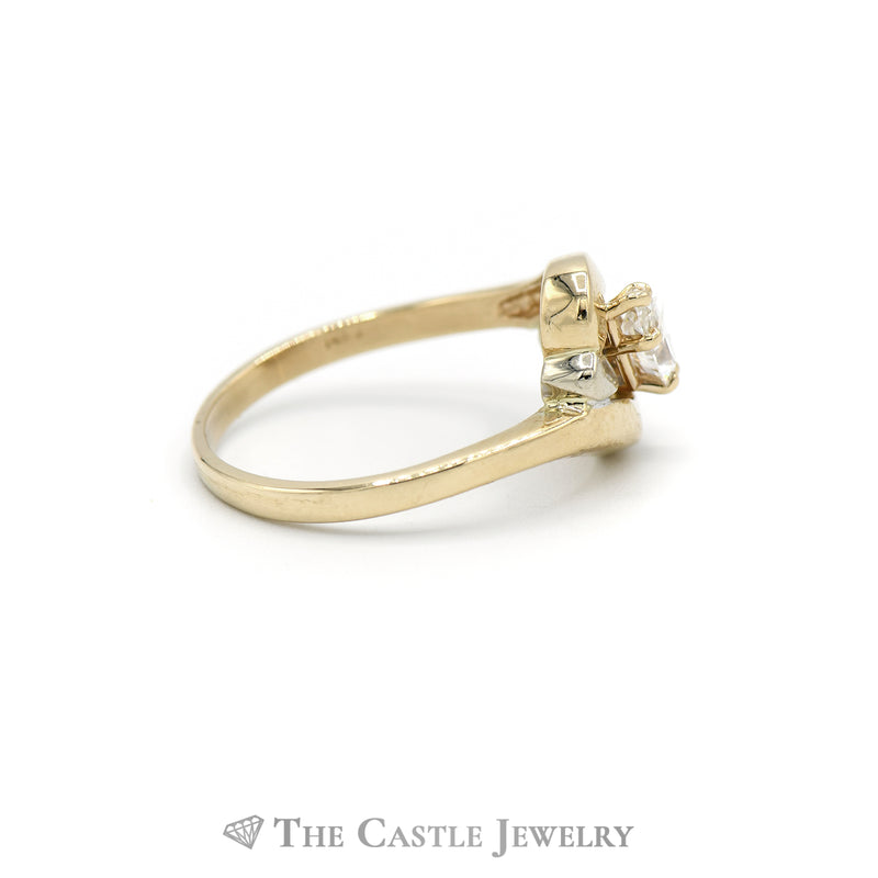 1/2CT Bypass Marquise Diamond Solitaire Engagement Ring in 14KT Yellow Gold