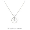 16" Necklace with "O" Ring Pendant with Round Diamond Solitaire in 14KT White Gold - Thumbnail 2