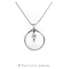 16" Necklace with "O" Ring Pendant with Round Diamond Solitaire in 14KT White Gold - Thumbnail 1