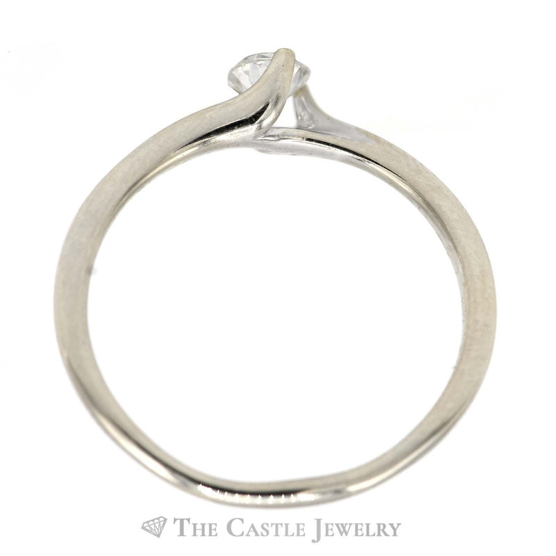.34ct Diamond Solitaire Ring in Twisted 3 Prong 14k White Gold Mounting