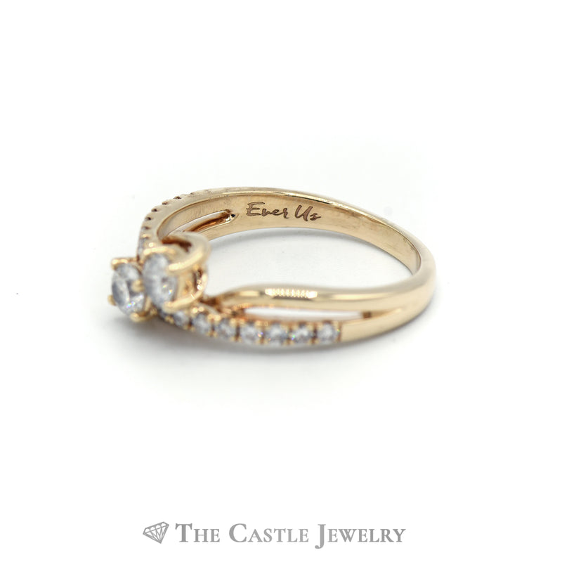 1CTTW Ever US Bypass Designed Engagement Ring in 14KT Yellow Gold