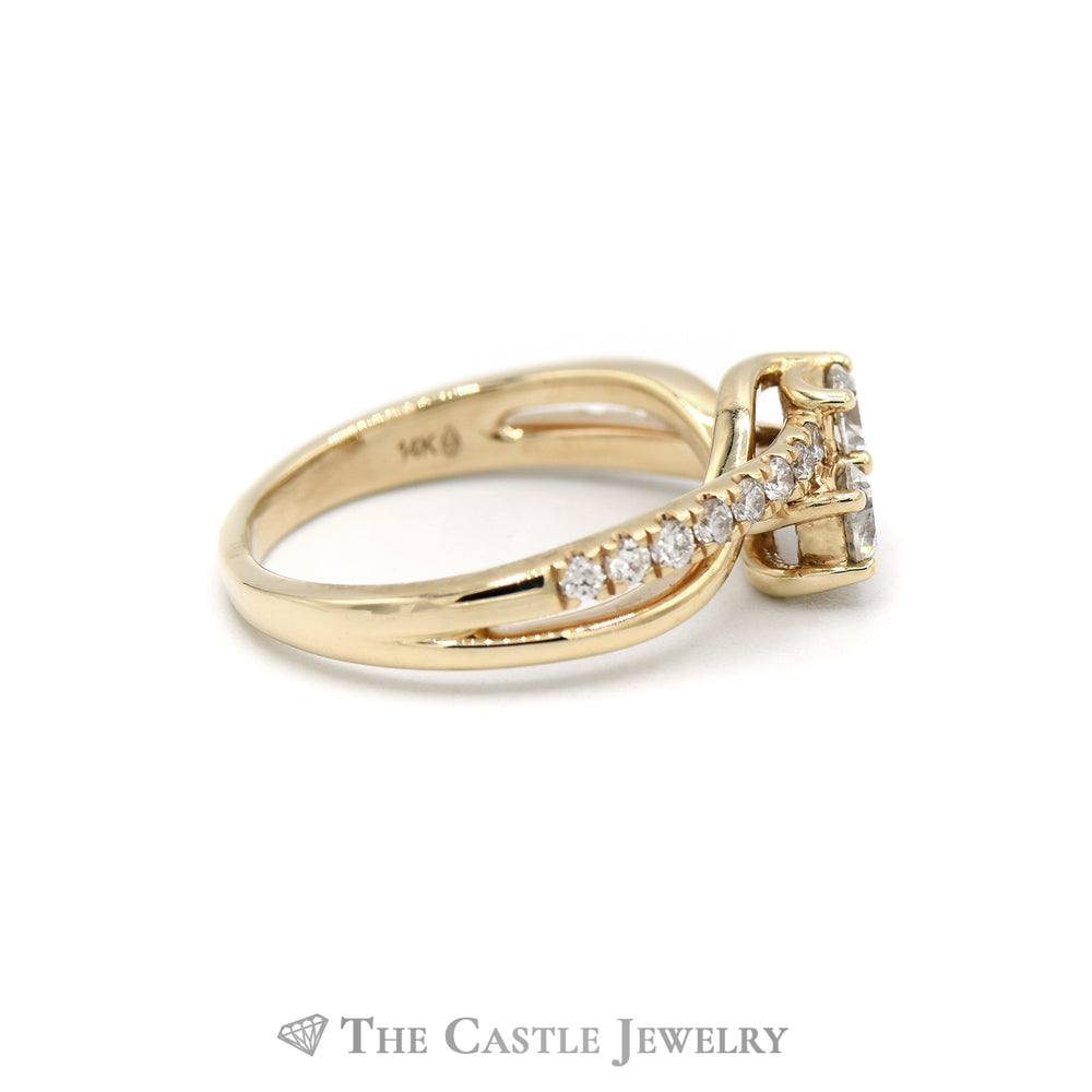 1CTTW Ever US Bypass Designed Engagement Ring in 14KT Yellow Gold