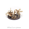 Flower Stud Earrings with Diamond Accents in 14KT Yellow Gold - Thumbnail 2
