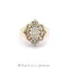 1CTTW Ornate Round and Baguette Cut Diamond Cluster Ring in 14KT Yellow Gold - Thumbnail 1