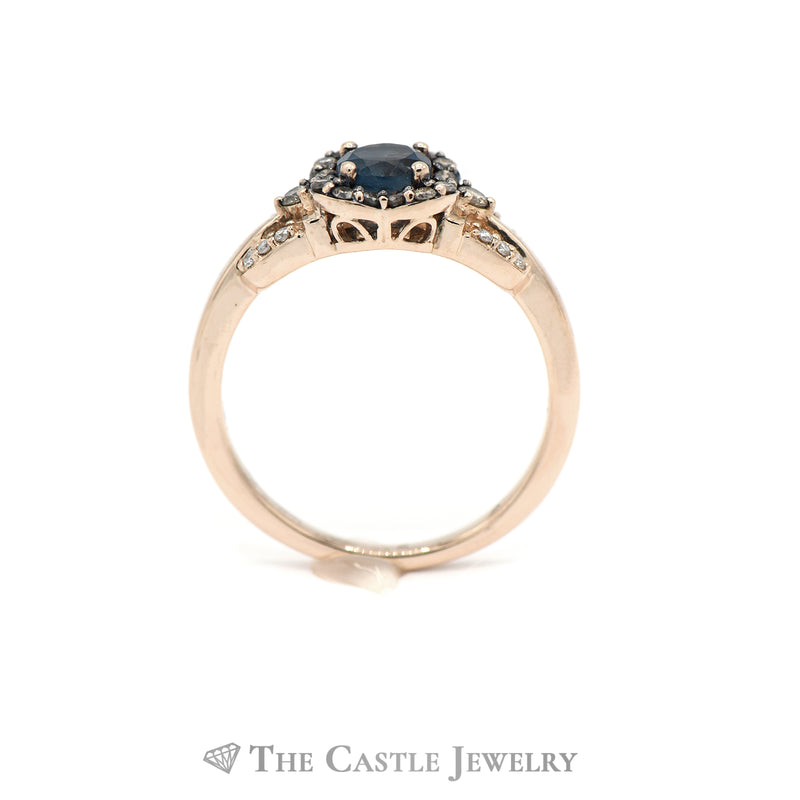 LeVian Blue Topaz, White and Chocolate Diamond Ring in 14KT Rose Gold