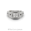 1CTTW Invis Set Bridal Ring with Round Diamond Center & Square Diamond Halo in 14KT White Gold - Thumbnail 1