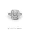 1cttw Diamond Cluster Ring with Double Halo & Accents in 10k White Gold - Thumbnail 1
