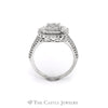 1cttw Diamond Cluster Ring with Double Halo & Accents in 10k White Gold - Thumbnail 2
