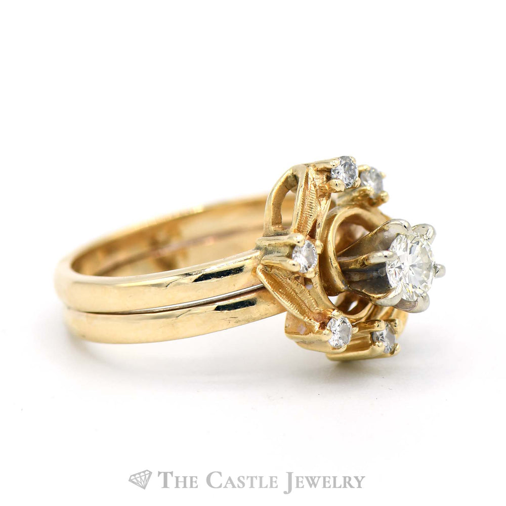 .40cttw Swirled Diamond Cluster Bridal Set in 14k Yellow Gold