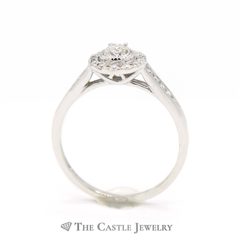 1/3cttw Round Diamond Engagement Ring with Double Halo in 14k White Gold