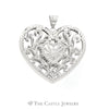 Filigree Heart Pendant in 14KT White Gold - Thumbnail 1