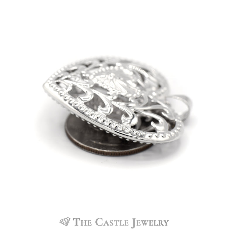Filigree Heart Pendant in 14KT White Gold