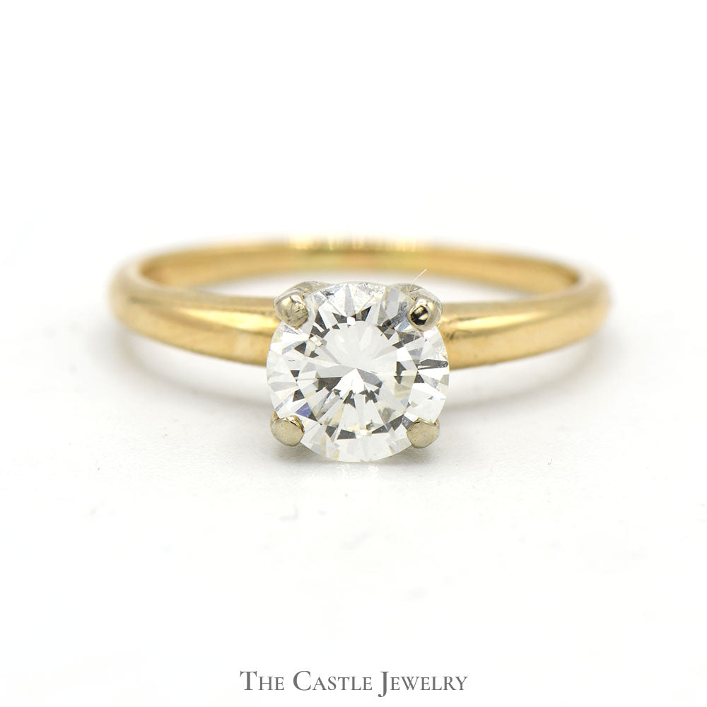 .94ct Round Diamond Solitaire Engagement Ring in 14k Yellow Gold 4 Prong Mounting