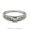 Princess Cut Diamond Solitaire Engagement Rings with Channel Set Diamond Accents in 14k White Gold - Thumbnail 1