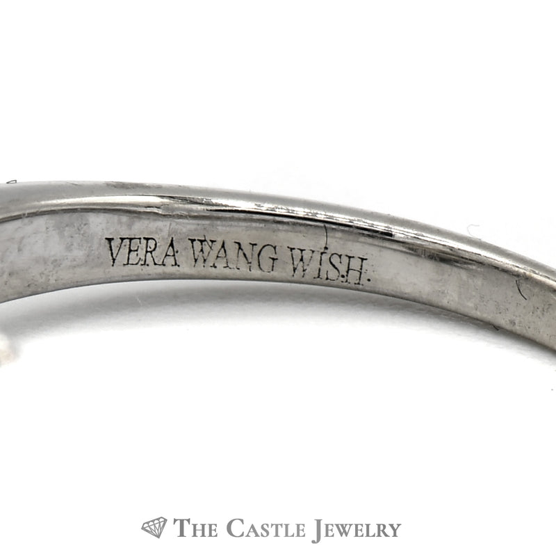 Vera Wang "Wish" Round Diamond Engagement Ring with Diamond Halo and Accents in 14k White Gold