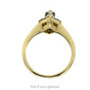 3/4cttw Trillion, Baguette and Round Diamond Cluster Ring in 14k Yellow Gold - Thumbnail 2