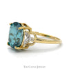 Oval Blue Nile Topaz Ring with Illusion Set Diamond Accents in 10k Yellow Gold - Thumbnail 3