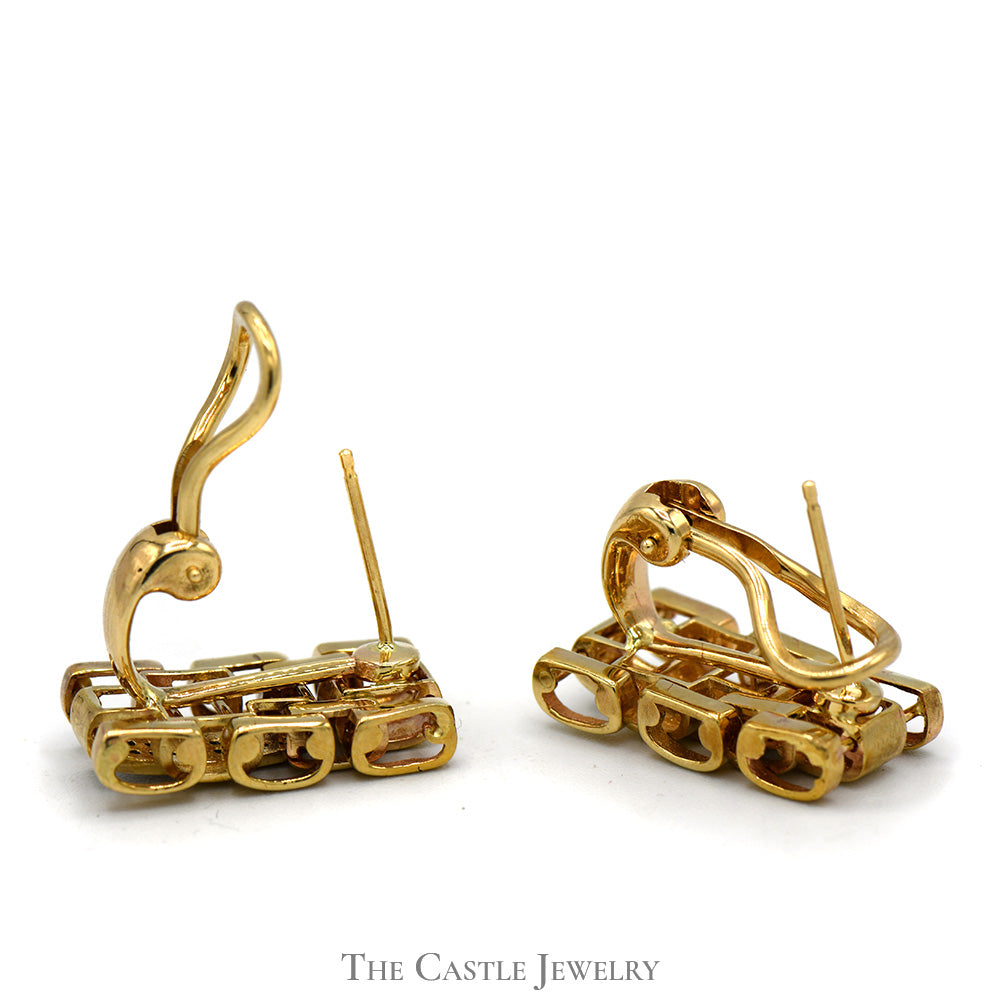 Jubilee Band Style Earrings with Diamond Accents in 14k Yellow Gold