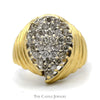 Pear Shaped 1cttw Round Diamond Cluster Ring with Ridged Sides in 10k Yellow Gold - Thumbnail 1