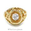 Men's Cubic Zirconia Ring in Open Nugget Designed 14k Yellow Gold Mounting - Thumbnail 1