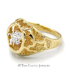 Men's Cubic Zirconia Ring in Open Nugget Designed 14k Yellow Gold Mounting - Thumbnail 3
