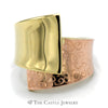 14k Yellow and Rose Two Tone Gold Tapered Bypass Wide Band with Scrolling Detail - Thumbnail 1