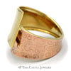 14k Yellow and Rose Two Tone Gold Tapered Bypass Wide Band with Scrolling Detail - Thumbnail 3