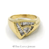 Triangular Baguette Diamond Cluster Ring with .25ct Trillion Cut Diamond Solitaire Center in 14k Yellow Gold - Thumbnail 1