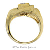 Triangular Baguette Diamond Cluster Ring with .25ct Trillion Cut Diamond Solitaire Center in 14k Yellow Gold - Thumbnail 2