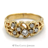 1/2cttw Round Diamond Cluster Ring set in 14k Yellow Gold Nugget Mounting - Thumbnail 1