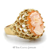 Oval Shaped Cameo Ring in 10k Yellow Gold Scalloped Mounting - Thumbnail 3