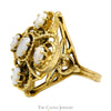Marquise Shaped Opal Cluster Ring in 14k Yellow Gold Open Shield Design Setting - Thumbnail 3