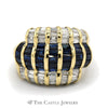 Channel Set Baguette Sapphire & Diamond Dome Ring in 18k Yellow Gold - Thumbnail 1