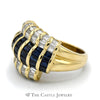 Channel Set Baguette Sapphire & Diamond Dome Ring in 18k Yellow Gold - Thumbnail 3