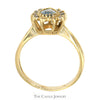 Pear Shaped Aquamarine Ring with Diamond Halo in 10k Yellow Gold Split Shank Setting - Thumbnail 2
