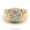 Men's 7 Diamond Cluster Ring with Ridged Bezel and Jubilee Style Sides in 14k Yellow Gold - Thumbnail 1