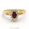 Pear Cut Ruby Ring with Diamond Halo and Channel Set Diamond Accents in 14k Yellow Gold - Thumbnail 1