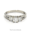 1cttw Three Stone Diamond Engagement Ring with Channel Set Diamond Accents in 14k White Gold - Thumbnail 1