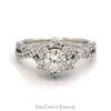 1cttw Round Diamond Flower Cluster Engagement Ring in 14k White Gold - Thumbnail 1