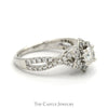 1cttw Round Diamond Flower Cluster Engagement Ring in 14k White Gold - Thumbnail 3