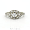 Round Diamond Engagement Ring with Square Shaped Diamond Halo and Accents in 14k White Gold - Thumbnail 1