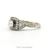 Round Diamond Engagement Ring with Square Shaped Diamond Halo and Accents in 14k White Gold - Thumbnail 3