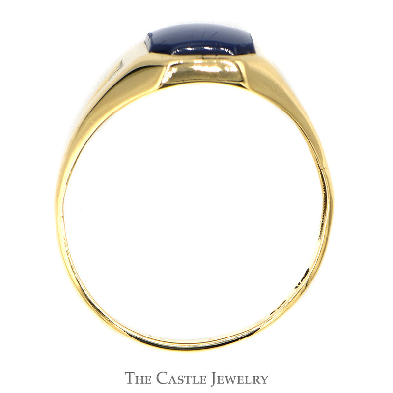 Men's Rectangular Lindy Star Ring with Diamond Accents in 10k Yellow Gold
