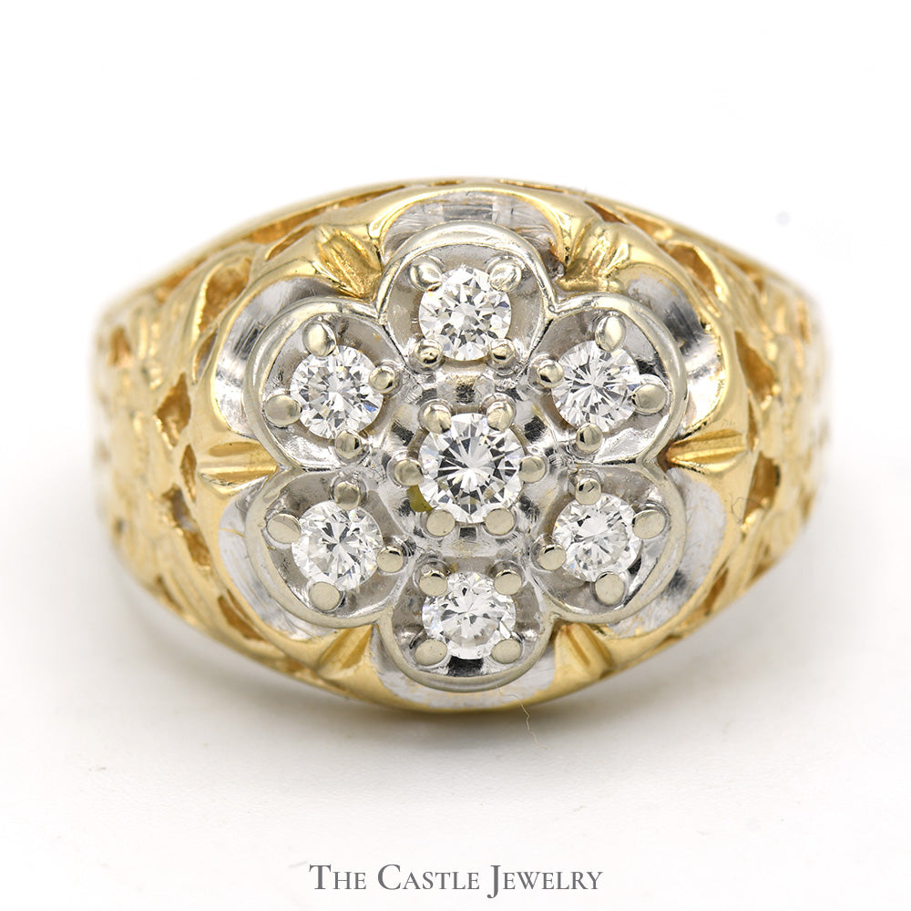 3/4cttw Kentucky Cluster Ring in 14k Yellow Gold