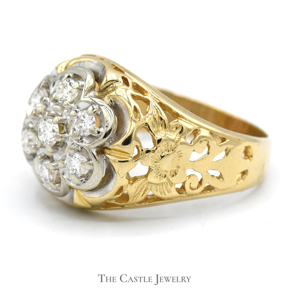 3/4cttw Kentucky Cluster Ring in 14k Yellow Gold – The Castle Jewelry