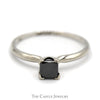 3/4ct Princess Cut Black Diamond Engagement Ring in 14k White Gold Tiffany Mounting - Thumbnail 1