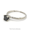 3/4ct Princess Cut Black Diamond Engagement Ring in 14k White Gold Tiffany Mounting - Thumbnail 3